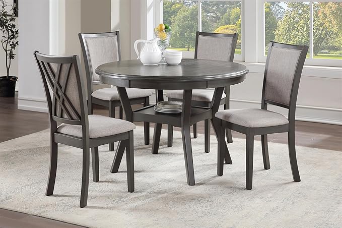 New Classic Furniture Amy 5-Piece Dining Table Set, Gray