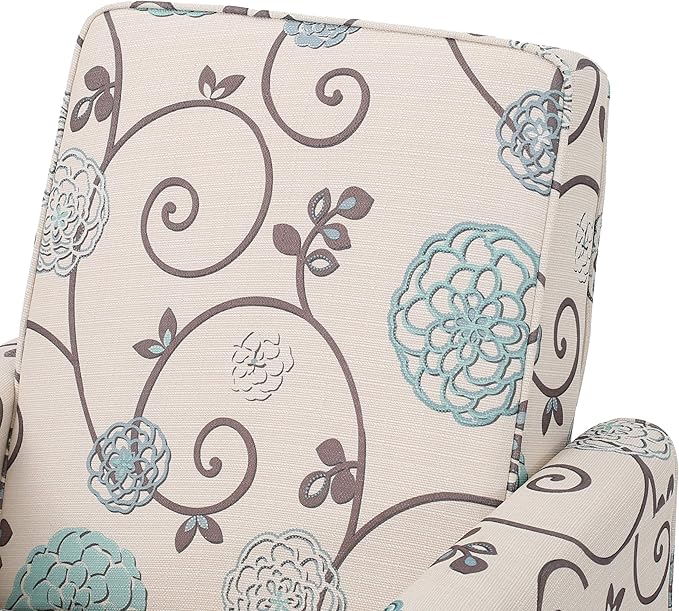 Christopher Knight Home Dufour White and Blue Floral Fabric Recliner 26.75D x 34W x 36.25H in