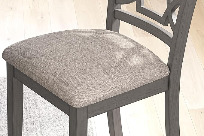 Signature Design by Ashley Wrenning Modern Diamond Patterned Dining Table with 4 Upholstered Chairs and Bench, Set of 6, Gray & Light Gray