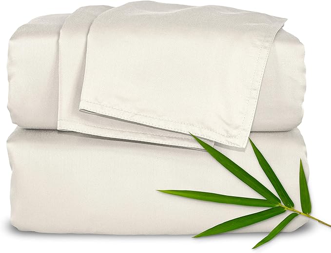 California King Sheets by Pure Bamboo, Genuine 100% Organic Viscose Derived from Bamboo Bed Sheet Set, Soft & Cooling, Double Stitching, Lifetime Quality Promise (California King, Ivory)
