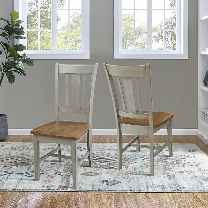 International Concepts San Remo Splatback Chair, Distressed Hickory/Stone
