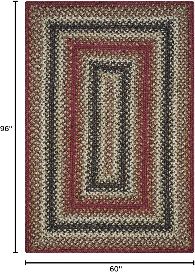 Homespice Chester Braided Area Rug 5x8' Perfect Country Living Room Décor