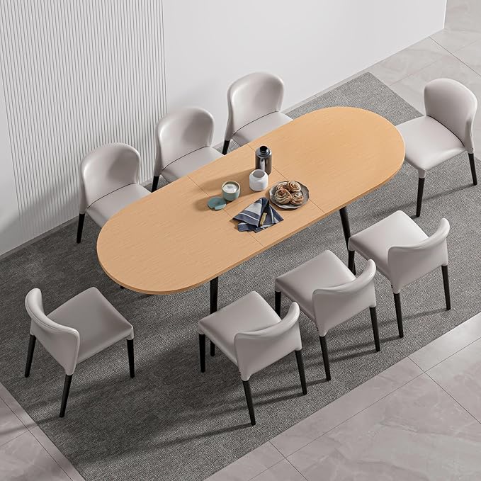 75" x 32" Extendable Dining Table - Oval Wooden Table Top with Metal Legs, Space-Saving Extendable 59" to 75" Dining Kitchen Table (Oval, Natural)