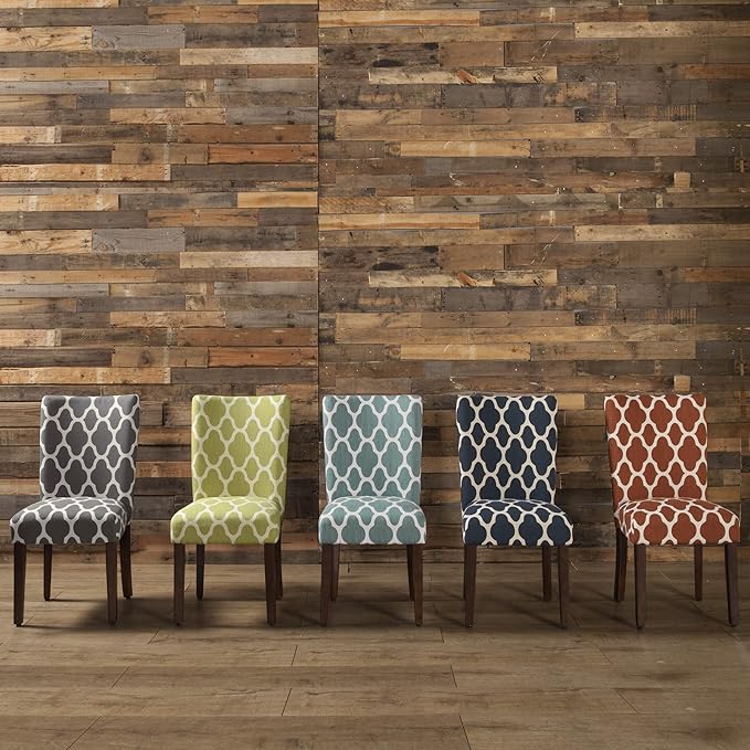 HomePop Parsons Classic Upholstered Accent Dining Chair, Set of 2, Grey and Cream Geometric