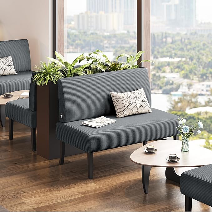Yaheetech Small Comfy Sofa Mini Loveseat Couch 2-Seater Armless Sofa Chair, Corduroy Fabric & Easy Assembly, for Small Spaces Living Room,Bedroom,Dorm,Office, Dark Grey