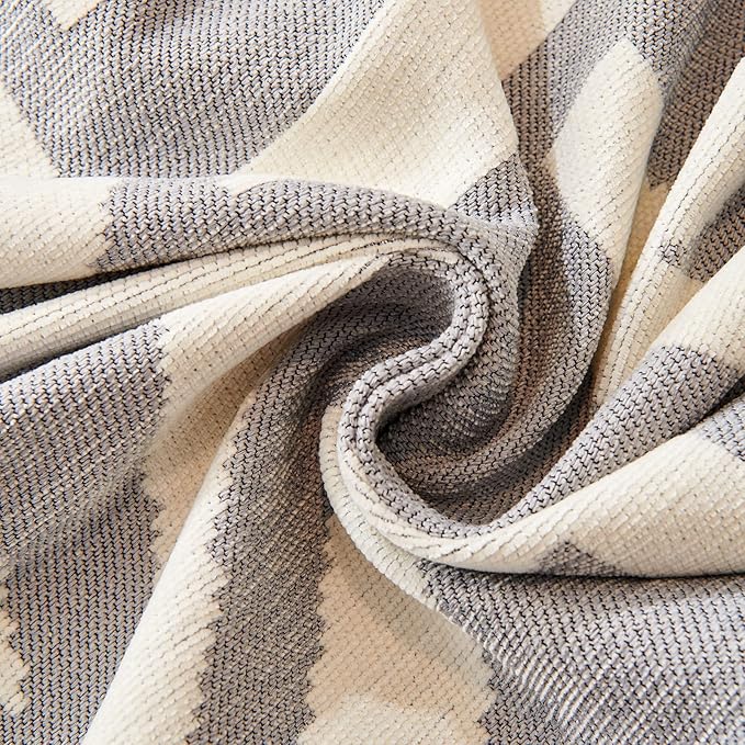 VM VOUGEMARKET Sectional Couch Cover for 3 Cushion Geometric Pattern Chenille Sofa Cover Dog Cat Proof Universal Sofa Slipcover L Shaped Sofa Furniture Protector with Tassels-71 x 134,Gray
