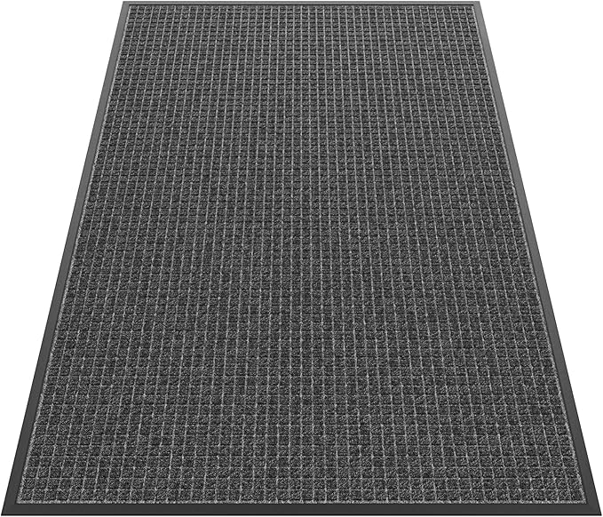Sturdy Front Door Mat Outside Entrance, 6' x 4' All-Season All-Weather Doormat Waterproof, Stain and Fade Resistant, Natural Rubber Indoor Outdoor Welcome Door Mat Trap Dirt
