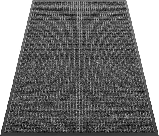 Sturdy Front Door Mat Outside Entrance, 6' x 4' All-Season All-Weather Doormat Waterproof, Stain and Fade Resistant, Natural Rubber Indoor Outdoor Welcome Door Mat Trap Dirt