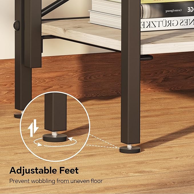 Folding Bookshelf,5 Tier Bookcase Foldable Shelf with X-Bracket Design, Adjustable Feet, Space Saving Storage for Living Room, Office