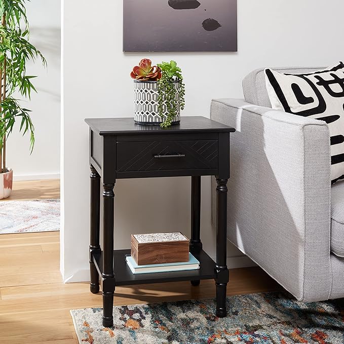 SAFAVIEH Home Collection Peyton Black 1-Drawer Lower Shelf Accent Table ACC5704B