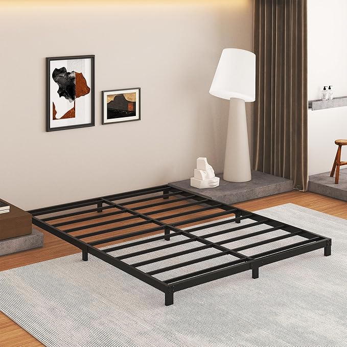 5 Inch Low Bed Frame Full, Heavy Duty Full Size Bed Frame Low Profile, No Box Spring Needed, Easy Assembly, Noise Free, Black