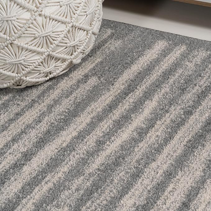 JONATHAN Y Khalil Modern Berber Stripe Gray/Cream Indoor Area Rug, 5x8, Contemporary, Bohemian, Easy-Cleaning for Living Room, Bedroom, Kitchen, Pet Friendly, Non-Shedding (MOH207G-5)