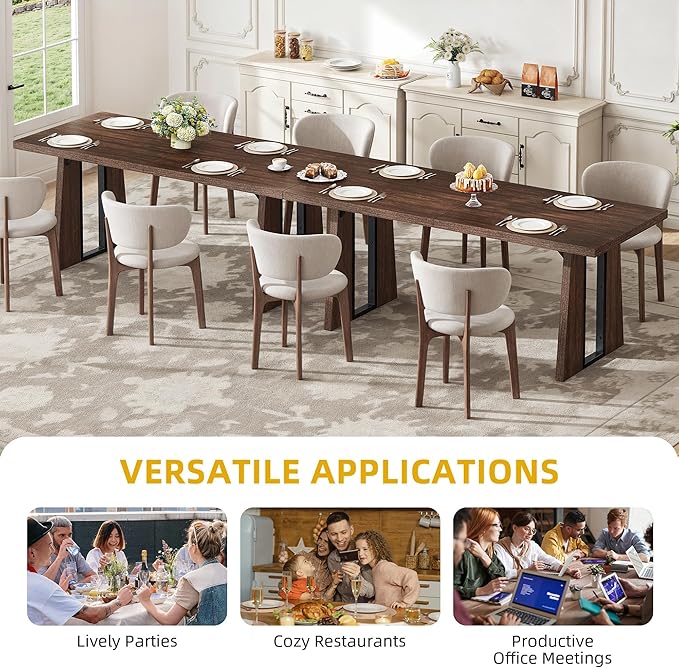 DWVO Rectangle Dining Table for 6-8 People 70.86 Inch Large Dining Room Table Wooden Dinner Tables with Heavy Duty Legs for Kitchen Apartment Restaurant Walnut