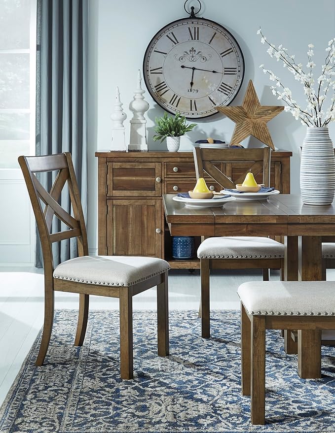 Signature Design by Ashley Moriville Farmhouse 36” x 30” Dining Extension Table, Seats up to 8, Brown