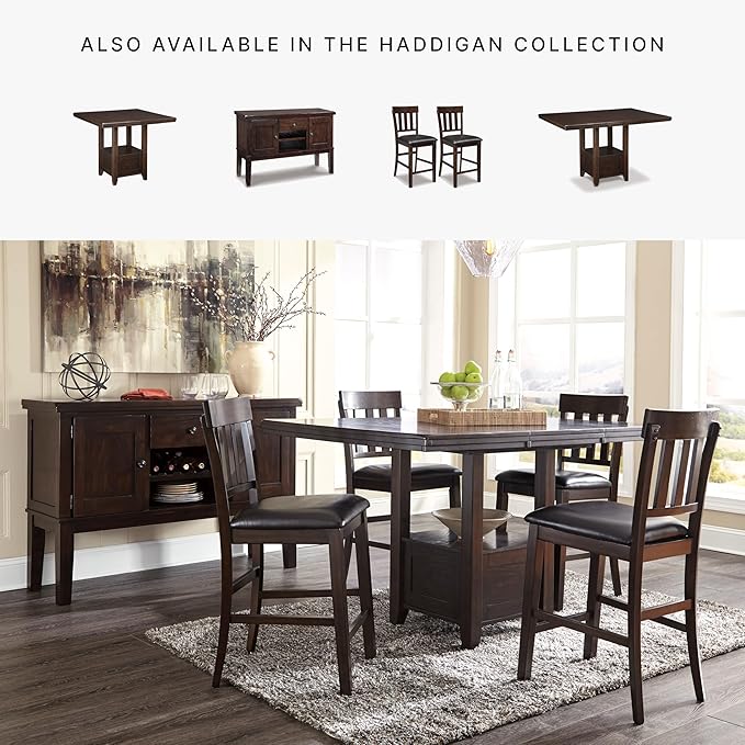 Signature Design by Ashley Haddigan 24" Counter Height Upholstered Barstool 2 Count, Dark Brown