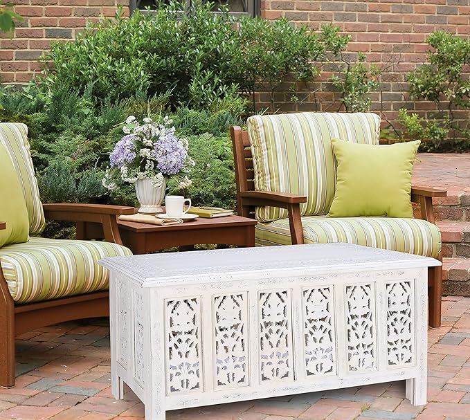Rectangular Wooden Coffee Table, Modern Wooden Coffee Table, Center Tables, Entryway Table, Living Room Table for Magazines, Books, and Plants - 36x18 Inch White