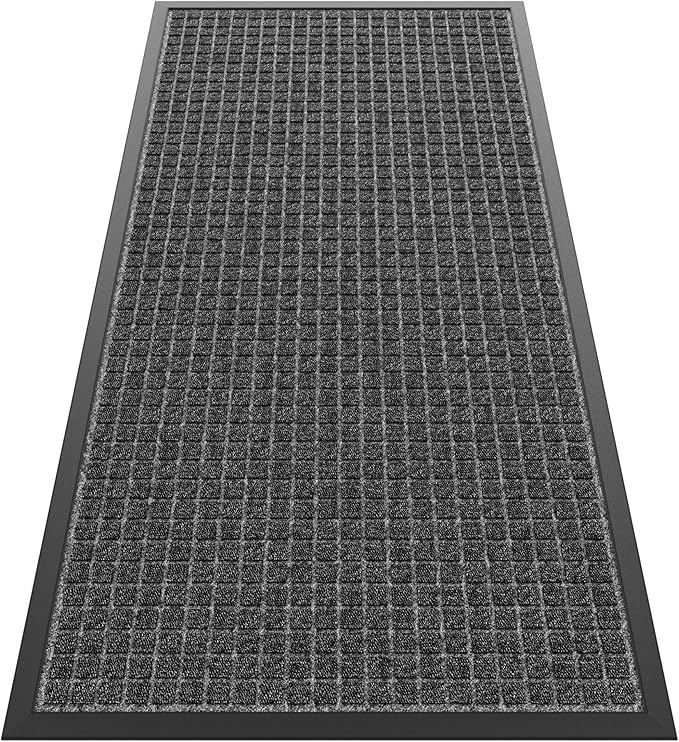Sturdy Front Door Mat Outside Entrance, 4' x 2' All-Season All-Weather Doormat Waterproof, Stain and Fade Resistant, Natural Rubber Indoor Outdoor Welcome Door Mat Trap Dirt