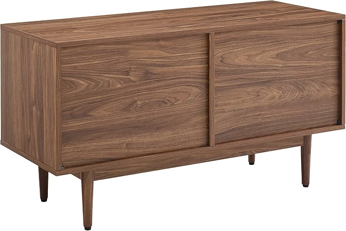 Crosley Furniture Liam Medium Vinyl Record Storage TV Stand and Entertainment Center, Media Console, Walnut