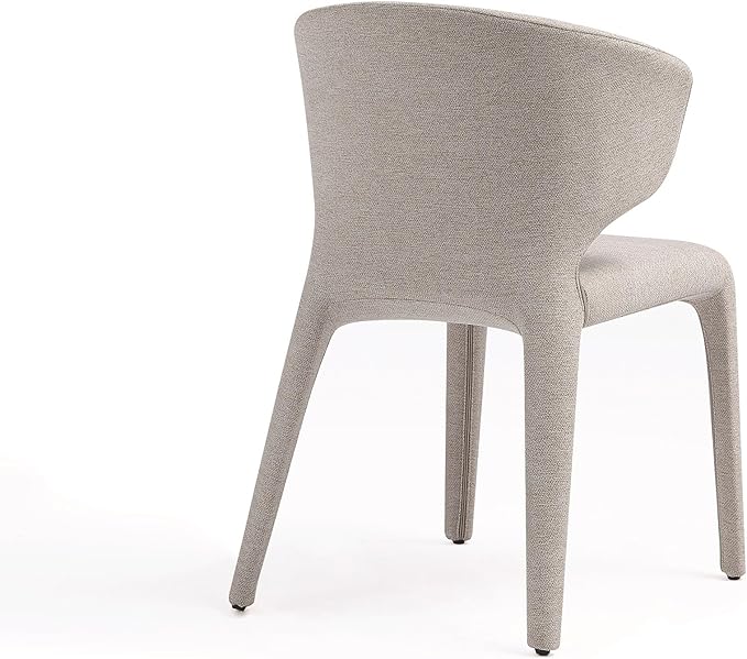 Manhattan Comfort Conrad Mid Century Modern Dining Chairs Woven Tweed Upholstered Kitchen Furniture with Contoured Back, Foam Padding & Metal Legs, Set of 4, Wheat