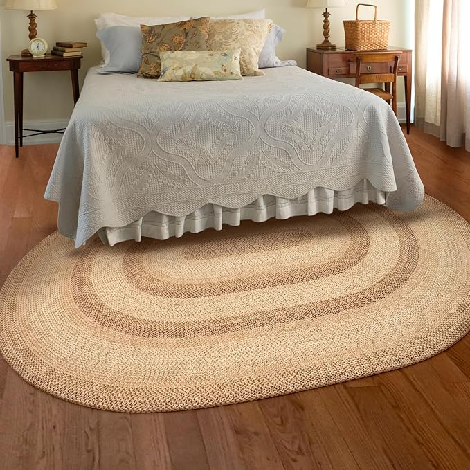 Homespice Cookie Dough Jute Braided Rug 5x8' - Rustic Country Rugs for Living Room and Bedroom for Farmhouse Decor