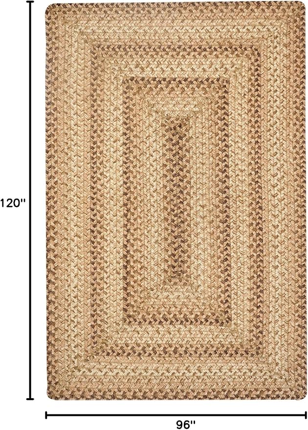 Homespice Cookie Dough Braided Jute Brown Rug 8x10' - Rustic Country Rugs for Living Room and Dining Room