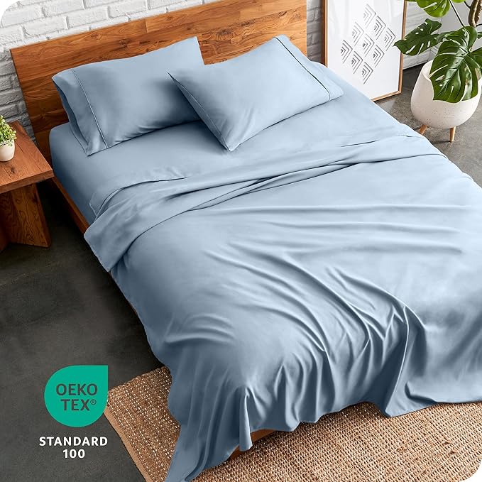 Bare Home Twin Sheet Set - 1800 Ultra-Soft Microfiber Twin Bed Sheets - Double Brushed - Deep Pockets - Easy Fit - Extra Soft - 3 Piece Set - Bedding Sheets & Pillowcases (Twin, Dusty Blue)
