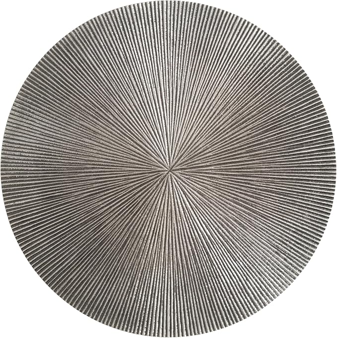 Kate and Laurel Engles Traditional Adjustable-Height Pedestal Drink Table; 10 x 10 x 30; Antique Silver; Vintage Round Indoor Metal Plant Stand with Embossed Sunburst Pattern