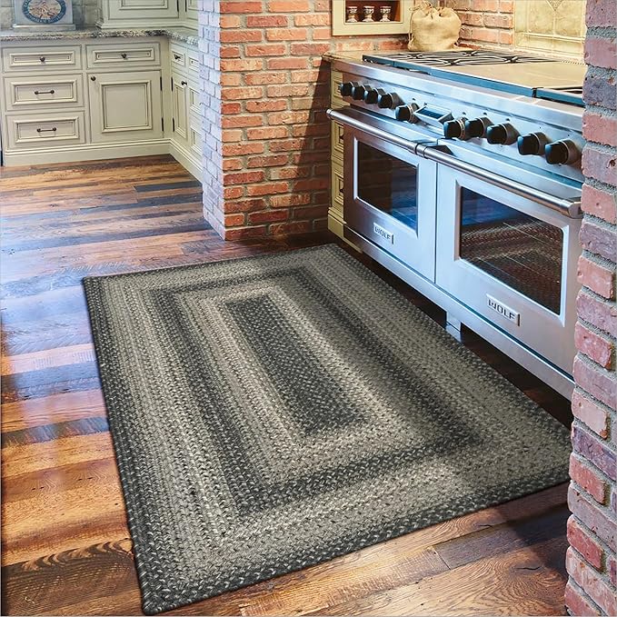 Flint Hill Grey Jute Braided Rope Rug, 2x6' Rectangle - Warm Primitive Decor, Perfect for Laundry Rooms, Kitchens and Entryways - Durable and Easy to Clean