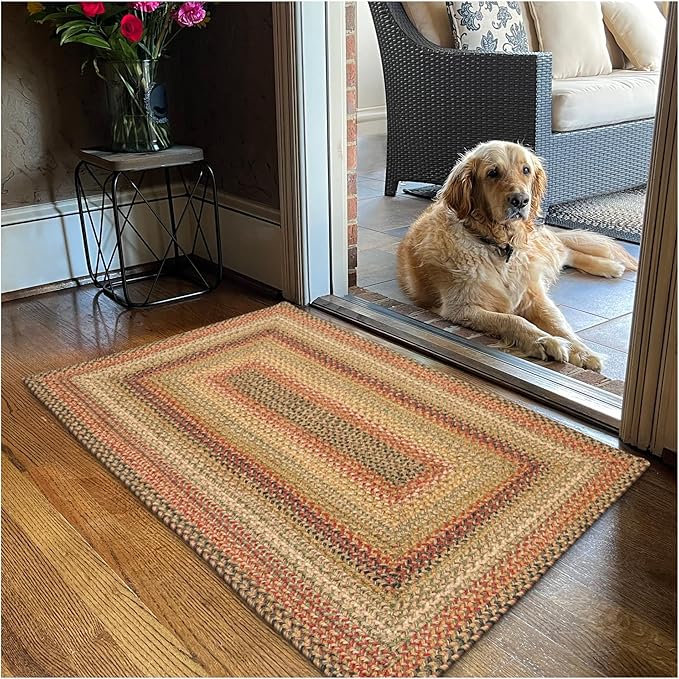 Kingston Country Kitchen Rugs 20x30– A Jute Braided Multi Color Rug to Use in Kitchen, Entryway, and Bathroom