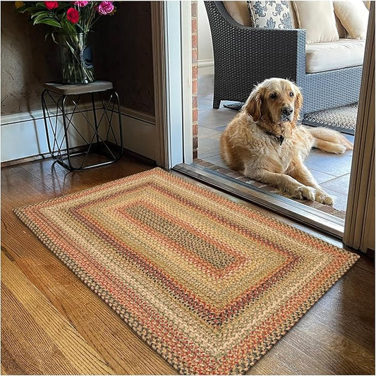 Kingston Country Kitchen Rugs 20x30– A Jute Braided Multi Color Rug to Use in Kitchen, Entryway, and Bathroom