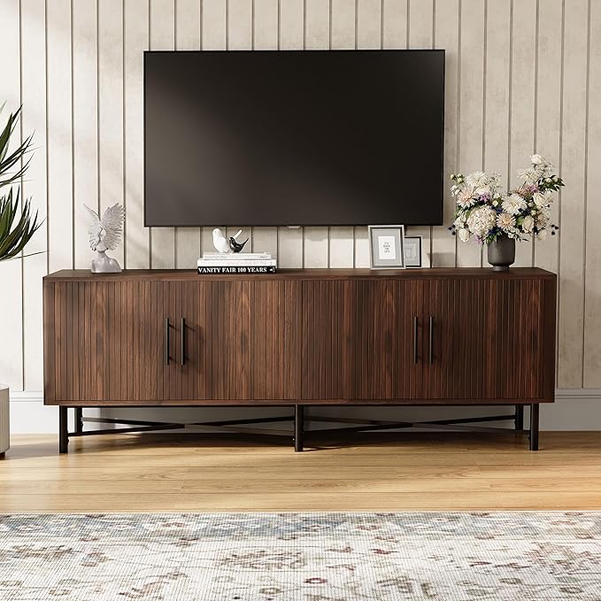 Christopher Knight Home Saral Modern 66 Inch TV Stand for TV up to 70 inch, TV Entertainment Center with Storage Adjustable Shelf, Wooden TV Console Table with Storage for Living Room, Chestnut Brown