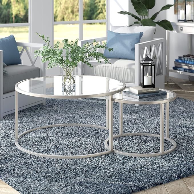 Watson Round Nested Coffee Table in Satin Nickel