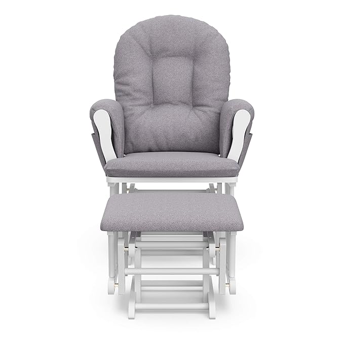 Storkcraft Premium Hoop Glider & Ottoman (Espresso/Gray Swirl) — GREENGUARD Gold Certified Nursery Glider, Solid Wood Craftsmanship, Smooth-Gliding Nursery Chair and Ottoman, Award-Winning