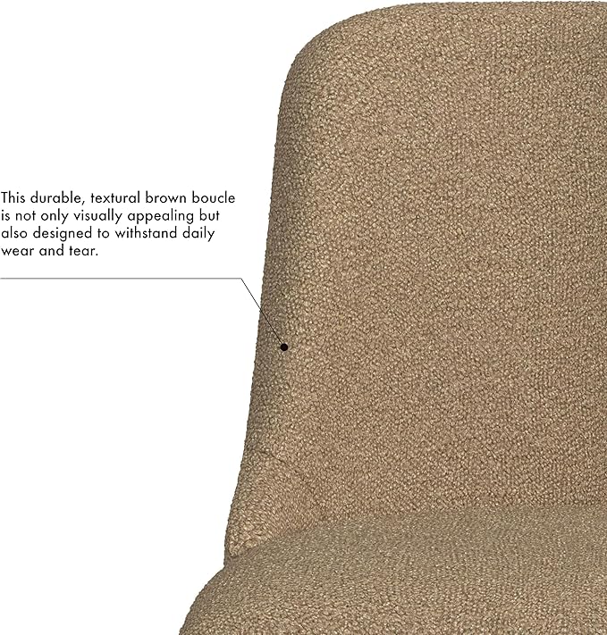 HomePop Home Decor | Upholstered Hemet Gayle Side Dining Chair | Decorative Home Furniture, Brown Boucle (Single Pack)