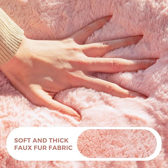 MAXYOYO Bean Bag Chair with 3 Pillows, Oversized Floral Shaped Bean Bag Sofa for Adults, Ultra Soft Faux Fur Floor Sofa, Large Stuffed Reading Chair for Living Room Bedroom, Pink