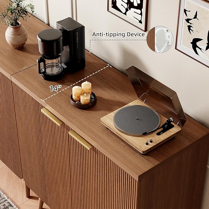 Sideboard Buffet Cabinet with Storage, 2 Doors Wood Entryway Cabinet, Modern Accent Cabinet with Solid Wood Feet & Adjustable Shelves, Multifunctional Console Table for Living Room, Kitchen, Hallway