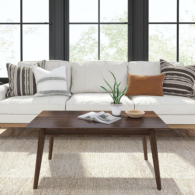 Plank+Beam 40 Inch Mid Century Modern Coffee Table, Wood Coffee Tables for Living Room, Rectangular Center Table, Occasional Table for Small Spaces, Wlanut