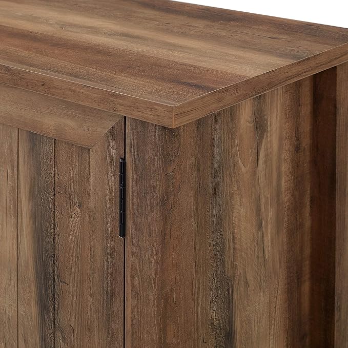 Walker Edison Buren Classic Grooved Door TV Stand for TVs up to 65 Inches, 58 x 16 x 24 inches, Rustic Oak