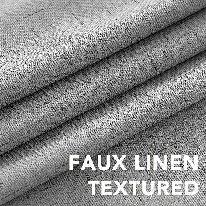 H.VERSAILTEX Linen Blackout Curtains Durable Thick Textured Linen Look 100% Blackout Patio Door Curtain Anti Rust Grommet Extra Wide Sliding Door Curtain Panel, W100 x L108 inch - Dove Gray