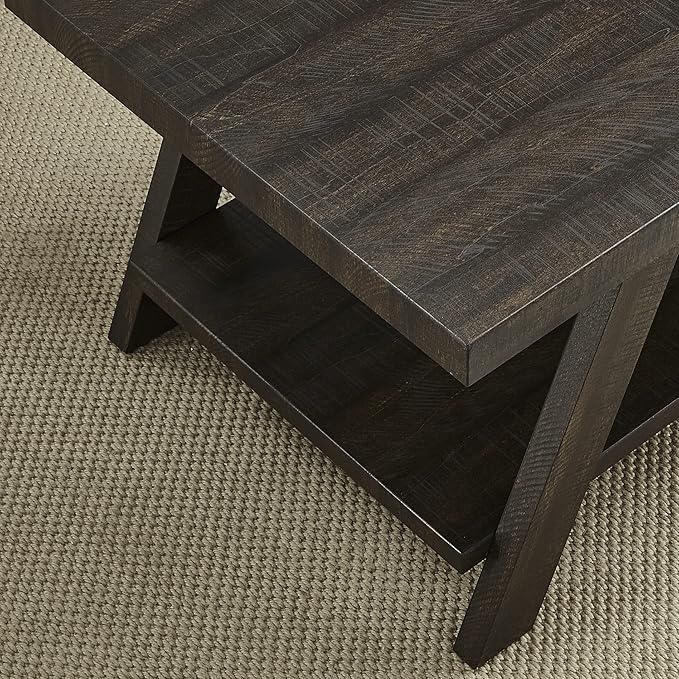 Roundhill Furniture Athens Contemporary Wood Shelf Side Table, Weathered Espresso