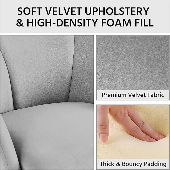 Yaheetech Flower Shape Velvet Vanity Chair, Modern Side Chair Armchair with Golden Metal Legs for Living Room/Dressing Room/Bedroom/Home Office/Kitchen, Gray