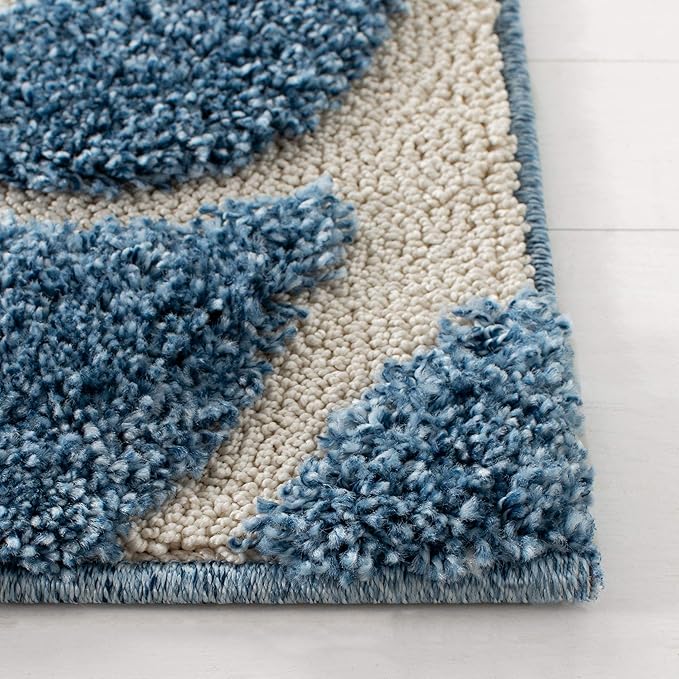 SAFAVIEH Area Rug 8x10 - Florida Shag Collection - Large - Light Blue & Cream, Scroll Design, Non-Shedding & Easy Cleaning, Plush Thick Pile, Ideal for Living Room, Bedroom, Dining Space (SG455-6011)
