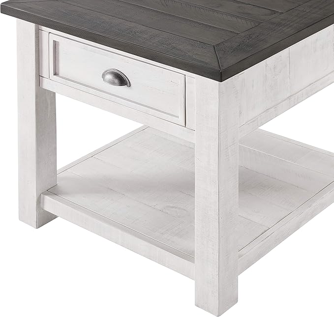 Martin Svensson Home Monterey Solid Wood End Table White with Grey Top