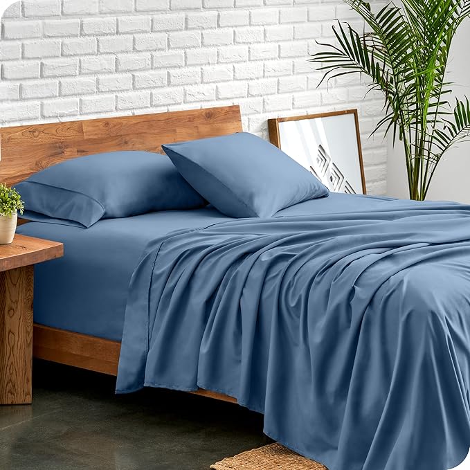 Bare Home Split King Sheet Set - 1800 Ultra-Soft Microfiber Bed Sheets - Double Brushed - Deep Pockets - Easy Fit - 5 Piece Set - Bed Sheets & Pillowcases (Split King, Coronet Blue)