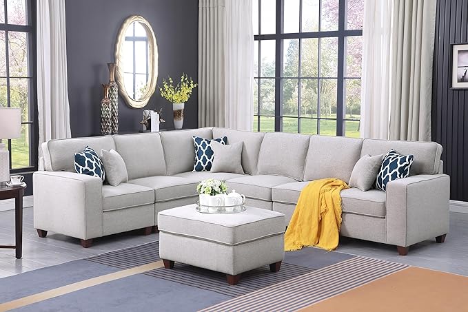 Leio Sectional Modular Sofa with Ottoman for Living Room, Apartment, Bedroom, Office, Dorm