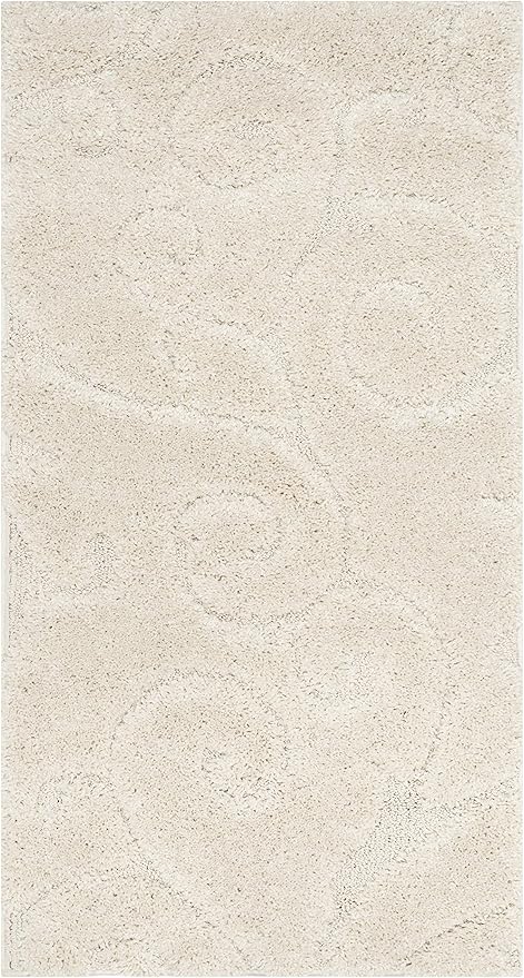 SAFAVIEH Florida Shag Collection Accent Rug - 2'3" x 5', Creme & Creme, Scroll Design, Non-Shedding & Easy Care, 1.2-inch Thick Ideal for High Traffic Areas in Foyer, Living Room, Bedroom (SG455-1111)