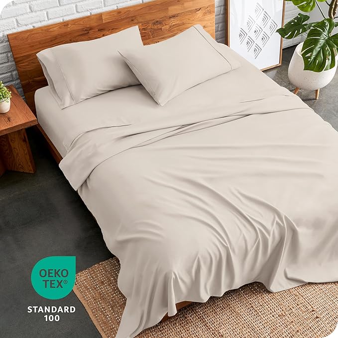 Bare Home Queen Sheet Set - Luxury 1800 Ultra-Soft Microfiber Bed Sheets - Double Brushed - Deep Pockets - Easy Fit - 4 Piece Set - Bedding Sheets & Pillowcases (Queen, Wheat)