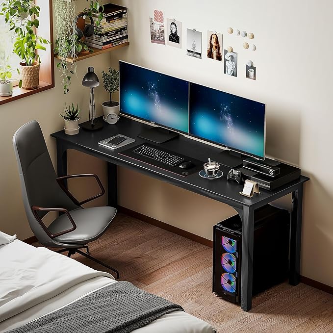 HOMCOM Modern Simple Large Computer Desk, 71" Long Home Office Desk for Two Person, Multi-Purpose Computer Table for Home Office Study, Black