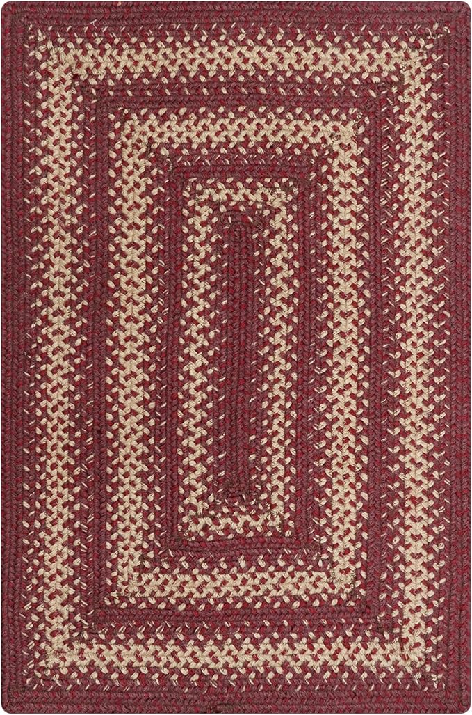 Homespice Autumn Maple Burgundy and Tan Braided Runner Rug, Jute, 22x72 Rectangle - Rustic Primitive Decor for Kitchen, Bathroom, Everywhere