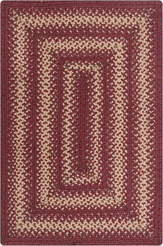 Homespice Autumn Maple Burgundy and Tan Braided Runner Rug, Jute, 22x72 Rectangle - Rustic Primitive Decor for Kitchen, Bathroom, Everywhere